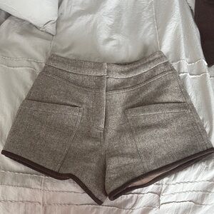 Line & Dot High Waist Gray Wool Shorts